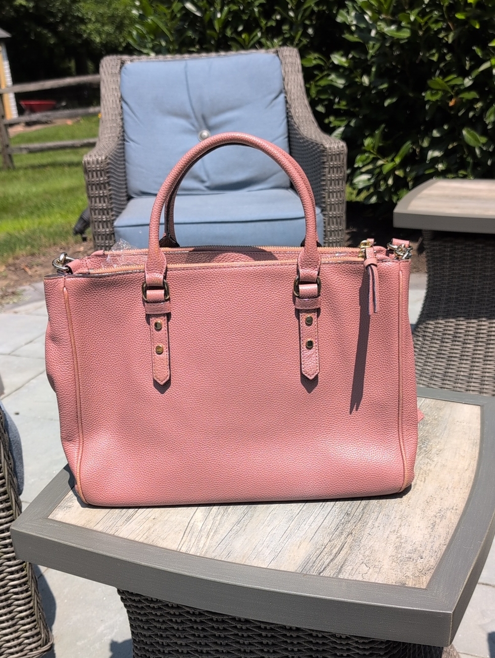 kate spade Mulberry Stree Rose Pink Pebbled Leather Satchel with Removable Strap - Picture 4 of 14